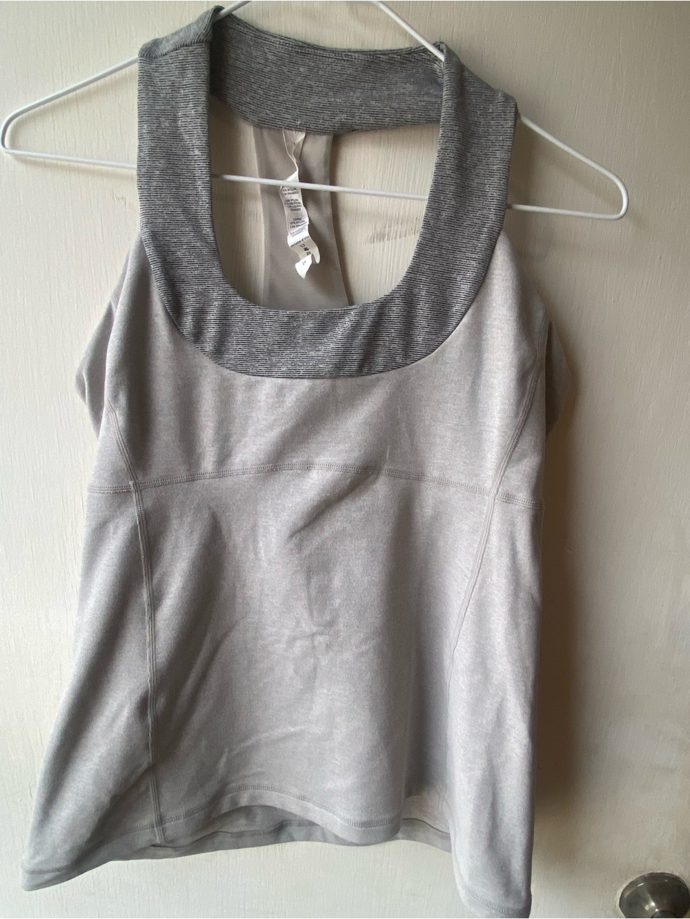 lululemon athletica Light Gray Scoop Neck Tank with Heathered Trim